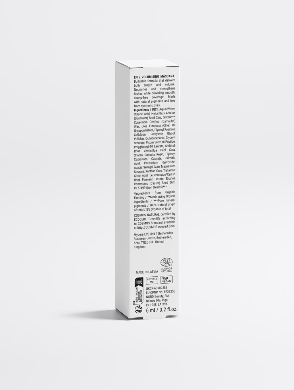 Lengthening & Volumising Mascara – Pea Peptides, Vegan & Gluten-Free