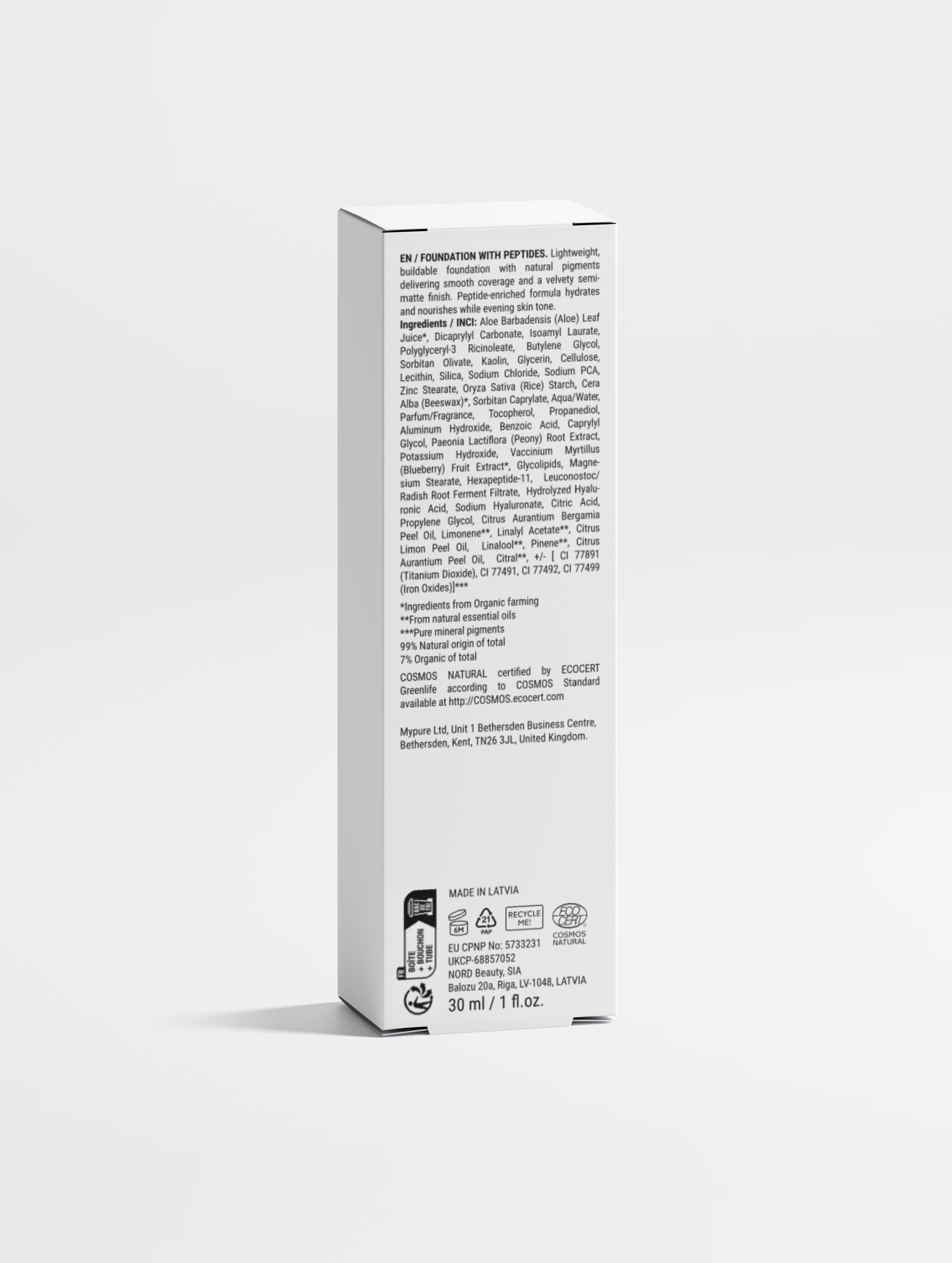 Peptide Foundation 05 Fair Neutral – Hexapeptide-11, Hyaluronic Acid, Semi-Matte
